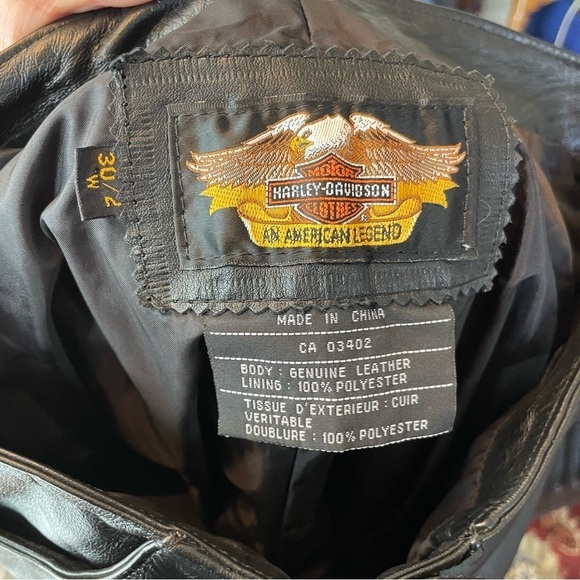 Harley Davidson Black Leather Pants Sz 2 Inseam 30.5” moto biker - Picture 5 of 11